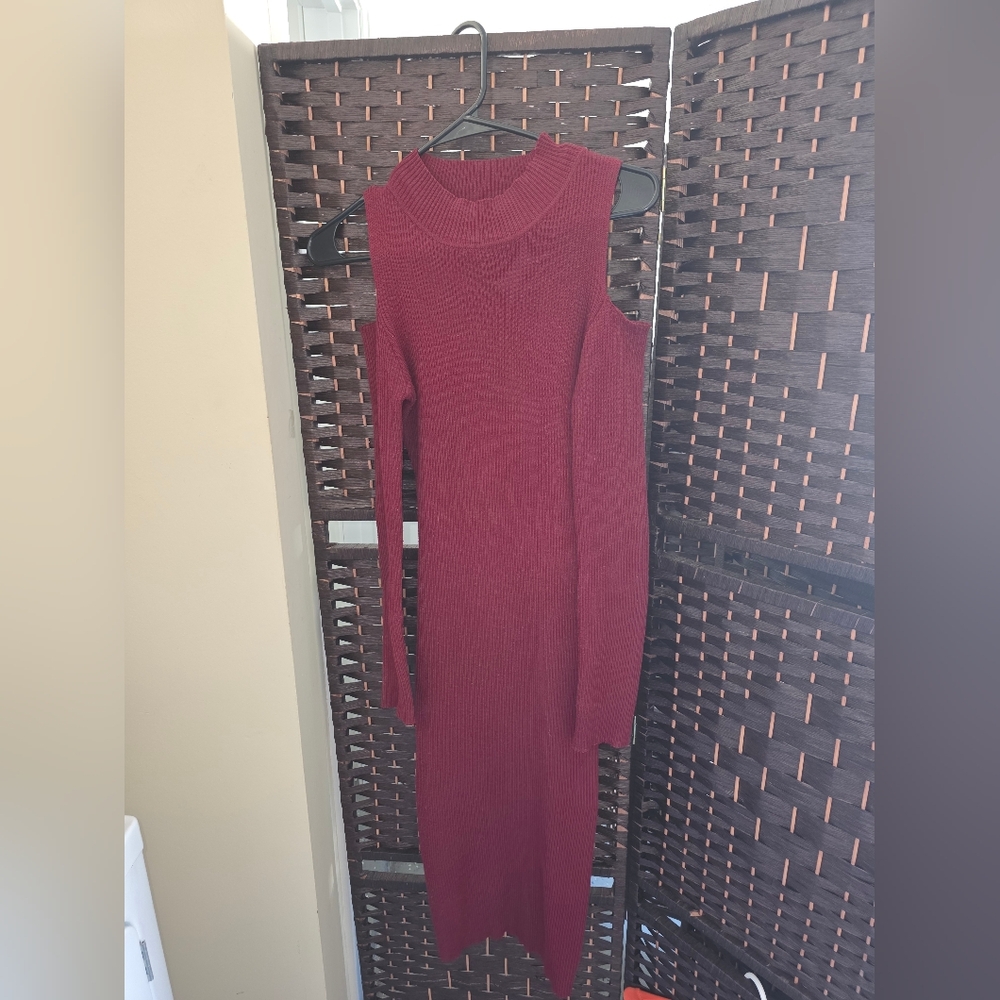 Shoulder Cutout Sweater Dress